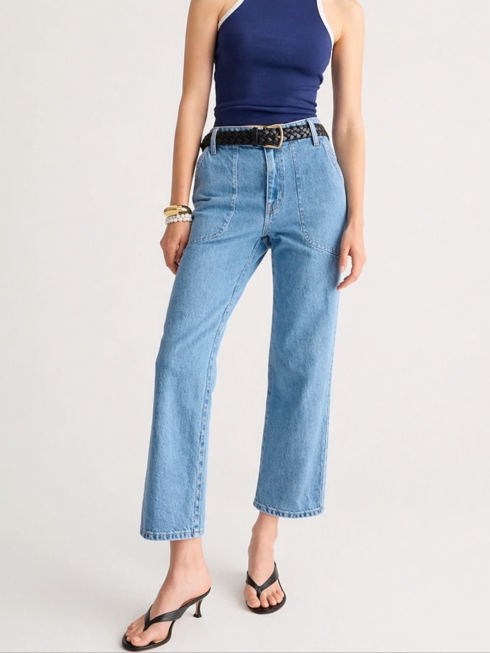 J. CREW Sailor Slim Wide-Leg Jean In Morning Sky Wash 34 BR129